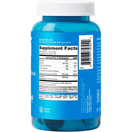 Gomitas de Ashwagandha y vitamina D- 60 unidades