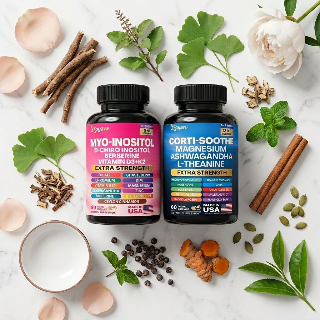 Equilibrio hormonal + Calma natural Myo-Inositol + Corti-Soothe GRATIS